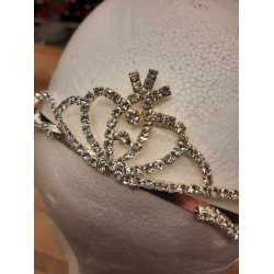 Slv pandebnd med krystaller  flot til konfirmand 