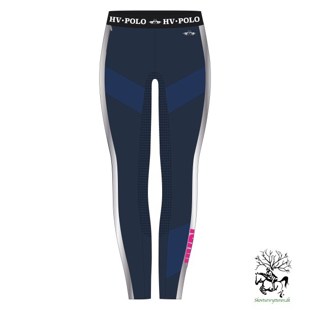 Ridetights fra  HV Polo med elastik talje og full silikone grib "Marit" Grn eller Navy bl