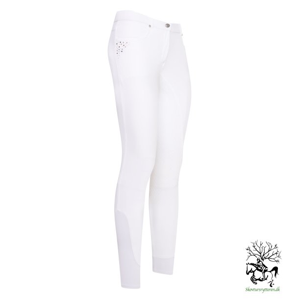 Ridebukser med fulg silicone grib fra HV POLO -  "jadore" Hvid