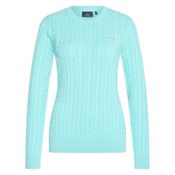Bluse / Pullover i kabelstrik fra HV Polo "Deanne" turkis