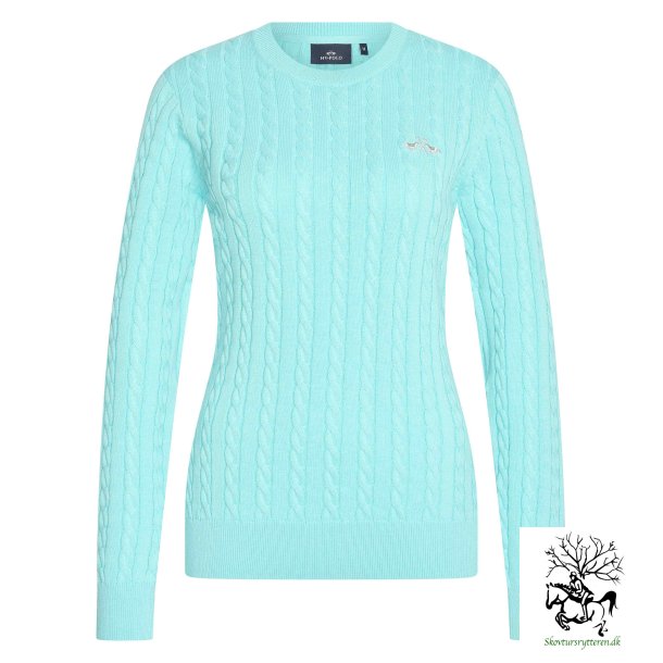 HV Polo Pullover Sweater i kabelstrik "Deanne" turkis