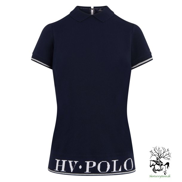 HV Polo Polo T-shirt med slv i rib kanten "Chilly" navy bl 