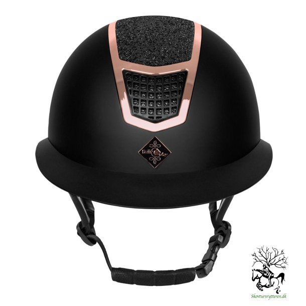  Ridehjelm fra Fair Play "Quantinum Eclipse" Rosegold W-V med bred skygge