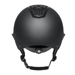 Ridehjelm fra FairPlay "QUANTINUM SPOTLIGHT MATT" slv/sort W-V med bred skygge 