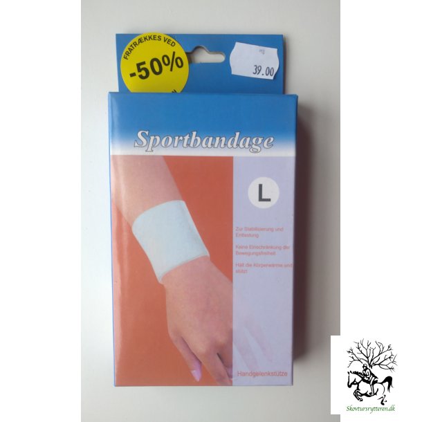 Stttebind til hndled i hvid elastik -Sportsbandage - flere str.