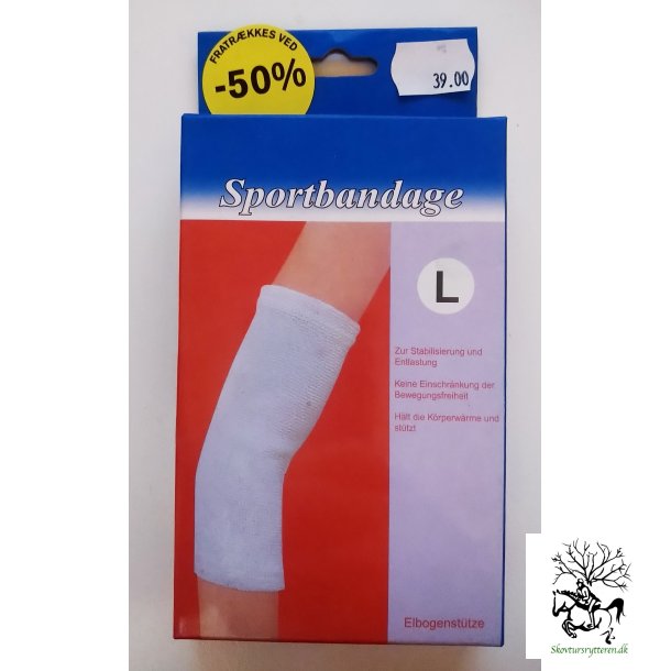 Stttebind til albue i hvid elastik - Sportsbandage - flere str.