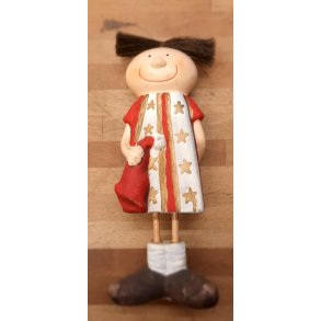 Julebarn med kjole i keramik stor ca 20 cm 