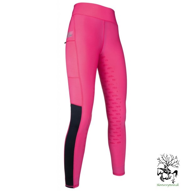 Ridetights med full silikone grib fra HKM  "Advanced" i pink str 38