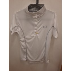 Stvne bluse fra "ELT" hvid med tern i kraven indvendig