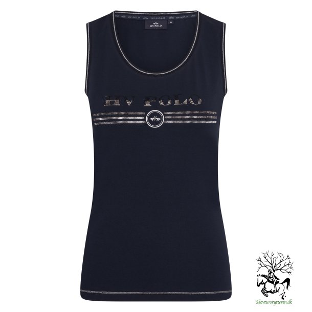 HV Polo Top med krystaller "Rain or shine" navy bl str. xs &amp; xxl