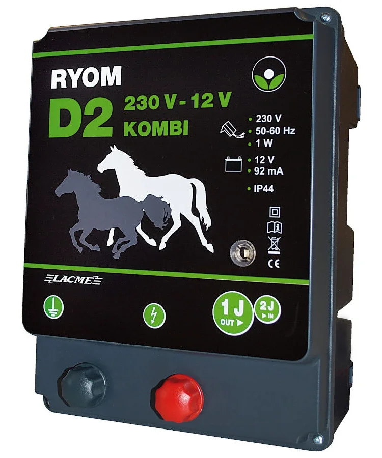 Ryom D2 kombi Lacmé 230V / 12V spændingsgiver Fold og Ridebane