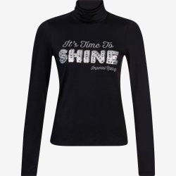 Ridebluse fra IR med Rullekrave "Spotted" sort eller bl med palietter