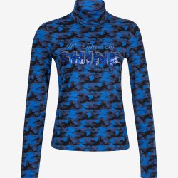 Ridebluse fra IR med Rullekrave "Spotted" sort eller bl med palietter