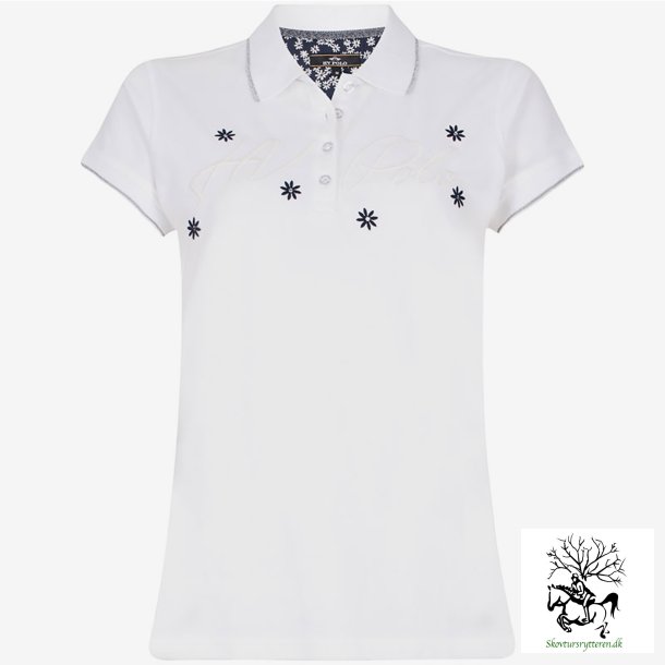  T-shirt fra HV Polo med bl blomst "NOVA" hvid