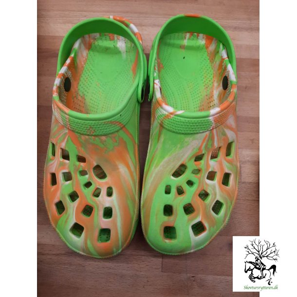  Clogs med bld bund " EVA" Lime / Orange