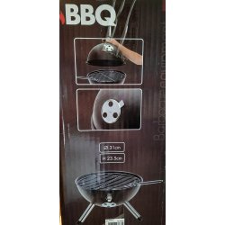 Bordgrill / Kuglegrill til kul "BBQ" sort/hvid :31 cm 