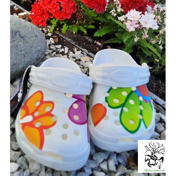 Clogs "kong the clox" Hvid med blomster Str 22-26