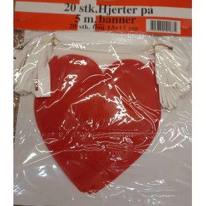 Hjertebanner med 20 hjerter p snor