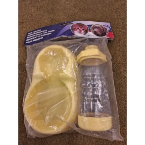 Foder / Vand  automat til lille hund eller kat  i Gul  0,5L 