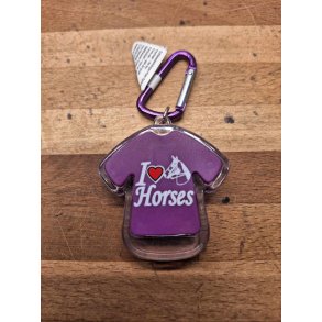 Nglering som t-shirt med lys og skriften I Love Horses i Lilla