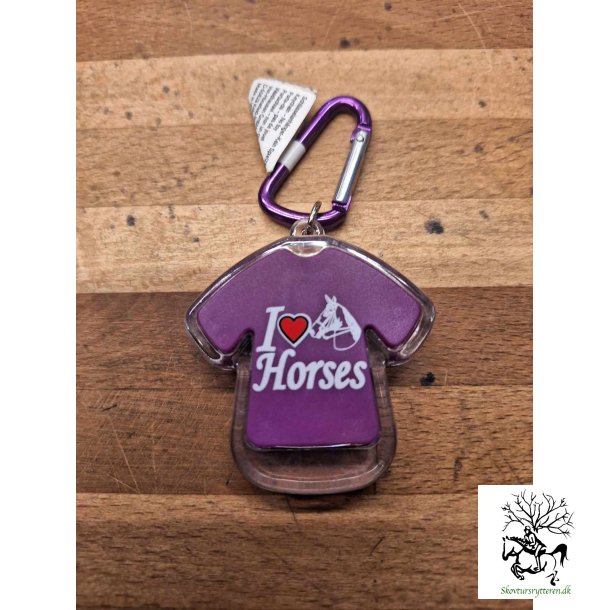 Nglering som t-shirt med lys og skriften I Love Horses i Lilla