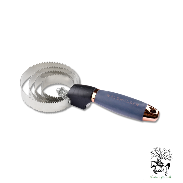 Metal strigle / Afstryger med gele hndtag 