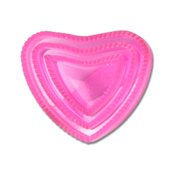 Gnubber udformet som hjerte med glimmer "LUCKY UNICORN" i pink.