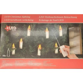 Juletrslys LED med fjernbetjening til udendrs eller indendrs -pakke med 10 stk 