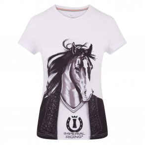 Ride T-Shirt fra IR med hestemotiv med sorte krystaller 