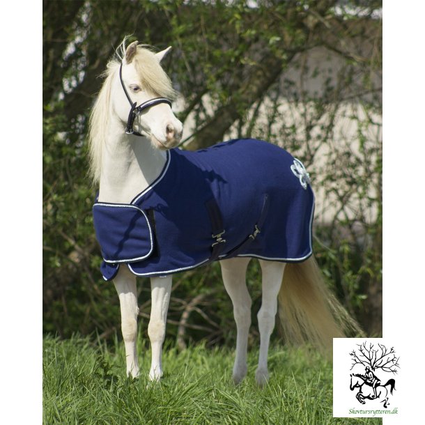 Fleecedkken  med ornament til falabella i navy bl 