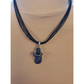 Halskde med lille klipklap Bl