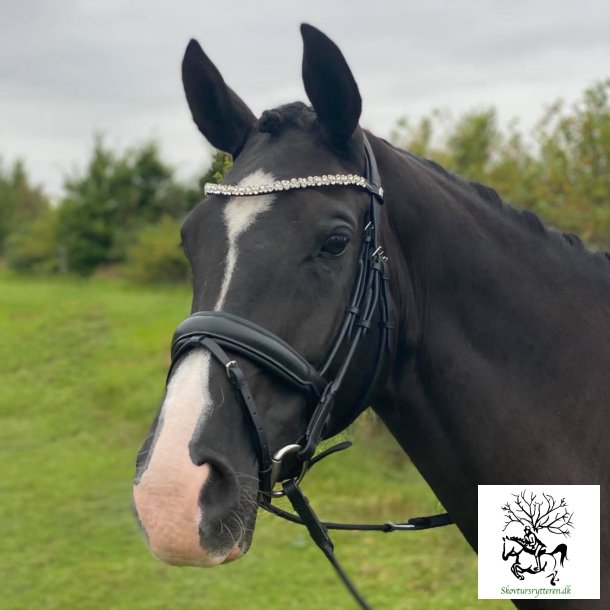  Trense med tilbagetrk fra ByWeber "Andrea" Sort/sort med krystaller