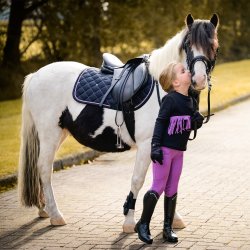 Ridehandsker til vinter fra QHP "Litz" Junior - sort/ lilla