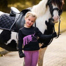 Ridehandsker til vinter fra QHP "Litz" Junior - sort/ lilla