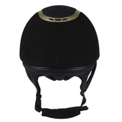 Ridehjelm fra QHP med sten og aftagelig skyggebnd "Glitz" Sort med mat guld