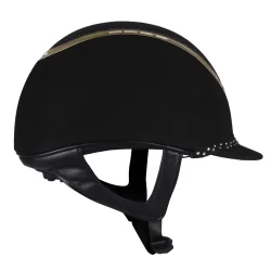 Ridehjelm fra QHP med sten og aftagelig skyggebnd "Glitz" Sort med mat guld