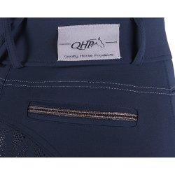 Ridebukser med hj talje og silikone full grib fra QHP i Navy Bl