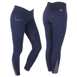 Ridetights med full silikone grib fra QHP - navy 