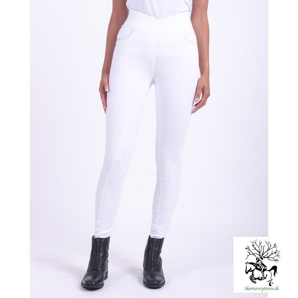 Ridetights fra QHP "Kathleen" str 40 i bl eller hvid 
