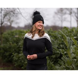 Sweater i strik med flotte detaljer fra QHP "Noena" Sort 