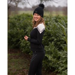 Sweater i strik med flotte detaljer fra QHP "Noena" Sort 