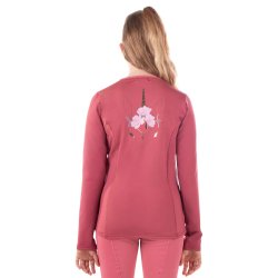 Bluse med lange rmer og rund hals 