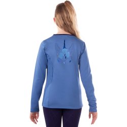 Bluse med lange rmer og rund hals 