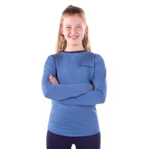 Bluse med lange rmer og rund hals 