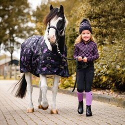 Langrmet sports T-shirt junior fra QHP "Lize" - sort/lilla