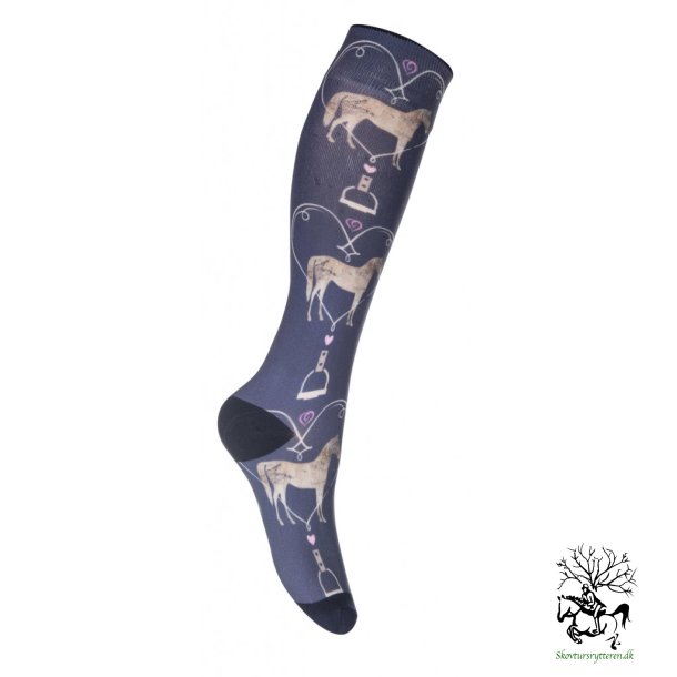 Ridestrmper i microfiber med hest og stigbjle