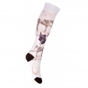 Knstrmper i microfiber med hest og sadel