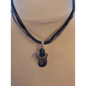 Halskde med lille klipklap Sort