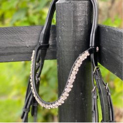  Trense med tilbagetrk fra ByWeber "Andrea" Sort/sort med krystaller