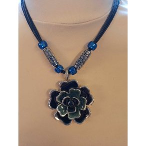 Blomster halskde med perler Bl